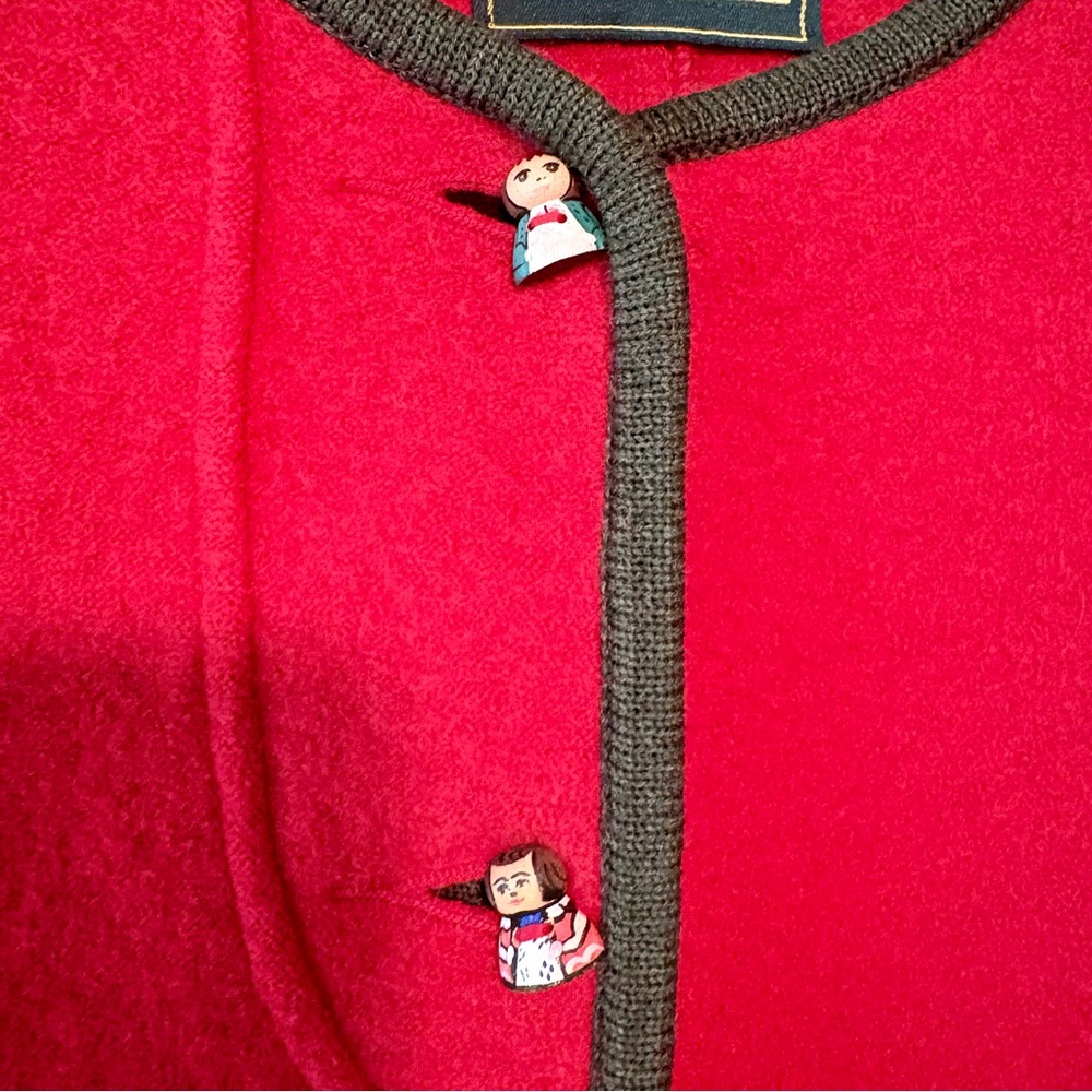 Vintage Geiger red wool embroidered‎ cardigan jacket - Picture 6 of 10